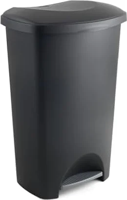 Addis 50L Kitchen Pedal Bin | Black Waste Bin with Soft Close Stay Open Lid | Large 50L kitchen pedal bin with soft-close stay-open lid and durable easy-clean design for everyday family use.