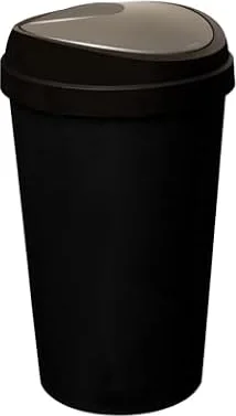 Spectraplast® 50L Top Touch Kitchen Bin Large Indoor Rubbish Bin with Coloured Lids (Black, Blue, Red, Silver, Green, Yellow) – Hands-Free Waste Disposal for Kitchen, Home, Office & Recycling (SILVER)