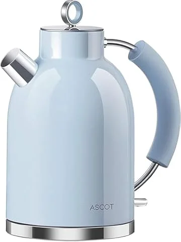 ASCOT Electric Kettle, Stainless Steel Electric Tea Kettle Gifts for Men/Women/Family 1.5L Retro Tea Heater & Hot Water Boiler, Auto Shut-Off Boil-Dry Protection(Blue)
