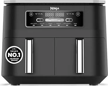 Ninja Foodi 6-in-1 Dual Zone 7.6L Air Fryer, 2 Drawers, Black AF300UK | 6 functions: Air Fry, Max Crisp, Roast, Bake, Reheat & Dehydrate. Cooks 4-6 Portions, Non-Stick, Dishwasher Safe Drawers
