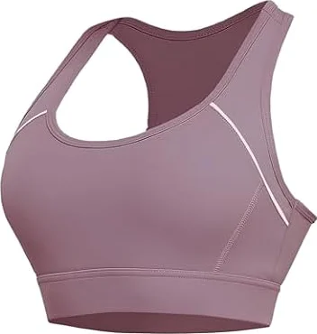 Paeceioni Sports Bras Women High Impact, Seamless Racer Back Padded Support Comfort Bra, Adjustable Running Bra Women High Impact, Ladies Sports Bras for Yoga Gym Workout Fitness Bean Paste Red(L)