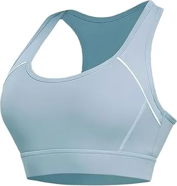 Paeceioni Sports Bras Women High Impact, Seamless Racer Back Padded Support Comfort Bra, Adjustable Running Bra Women High Impact, Ladies Sports Bras for Yoga Gym Workout Fitness Blue(M)