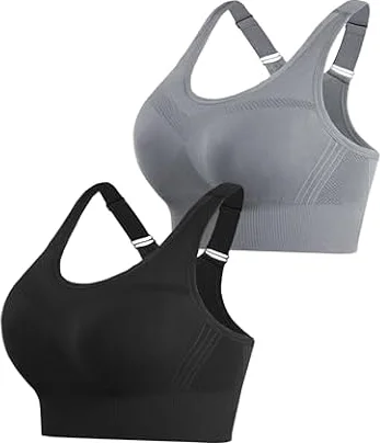 Litherday Women's Sports Bra Max Control Solid High Impact Wirefree Sports Bras for Women Removable Padding Yoga Gym Running Crop Top
