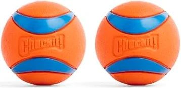 Chuckit! Ultra Ball Durable Rubber Dog Toy, Medium, 6.5 cm (2-Pack) | High Bounce & Visibility, Natural Rubber, Floats in Water, Easy to Clean, Compatible with Launchers, For All Dogs
