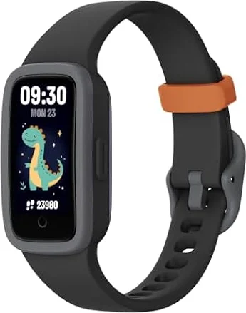 BIGGERFIVE Vigor 3 Kids Fitness Tracker Smart Watch for Boys, AMOLED Screen | No Phone Needed, 3ATM Waterproof, Pedometer, Heart Rate, Sleep Monitor, Vibrating Alarm, 10 Sport Modes for Age 4-12, Black
