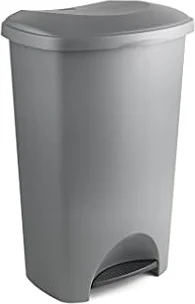 Addis 50L Kitchen Pedal Bin | Soft Close Metallic Silver Waste Bin | 50L metallic silver kitchen pedal bin with soft close lid, stay-open function and durable easy-clean design