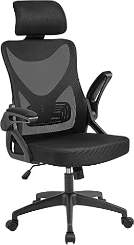Yaheetech Ergonomic High Back Padded Office Chair with Lumbar Support Black | Supportive details help make work, study, and everyday computer use feel easier in home offices or compact flats.