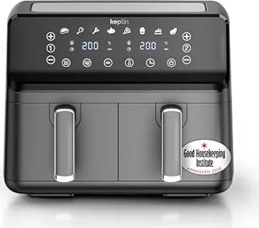 Keplin 9L Dual Zone Air Fryer - 8 in1 Cooking Functions - 2700W Energy-Saving Cooker - Extra-Large Capacity for Healthy Meals - Roast, Bake, Dehydrate, Reheat,- Family Size (9L)- 2 Years Warranty