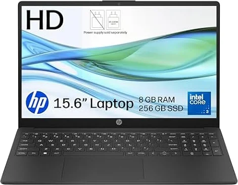 HP 15.6" Laptop | 15-fd1006sax | Intel Core 3 100U | 8GB RAM | 256GB SSD | Anti-glare Display | Up to 10.75 hrs battery | Fast charge | Dual speakers | Windows 11 | Grey | Charger sold separately