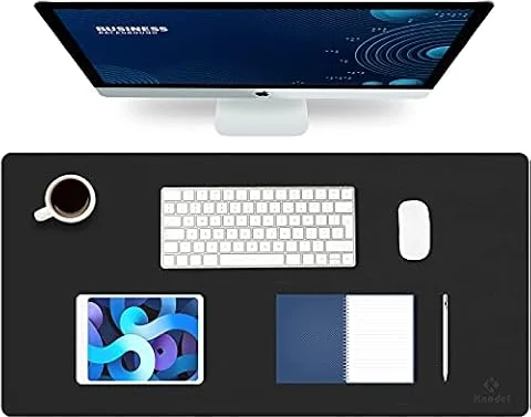 K KNODEL Large Office Desk Mat, Leather Mouse Pad (80x40cm, Black) | Desk Pad, Keyboard Pad, Computer and Laptop Mat, Desktop Protector and Cover, Writing Pad and Blotter for Home Office