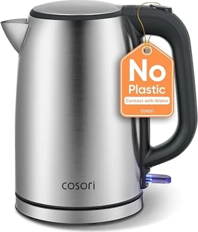 Cosori Kettle, Plastic-Free Water Contact, Brushed Stainless Steel, Sliver | Electric Kettles, 3000W Fast Boil, Removable Washable Filter, Auto Shut-Off & Boil-Dry Protection, 1.7L for Tea & Hot Water