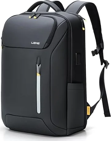 Lekespring Laptop Backpack for Men, 17.3 Inch 30L Business Rucksack | Water-Resistant with USB Charging Port for Travel, Work Commute and Overnight Trips, Black
