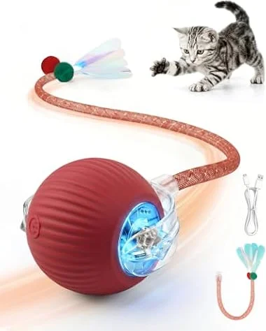 Interactive Cat Toy Ball for Indoor Cats, Rechargeable, Motion Activated | 3 play modes, motion-activated, auto sleep, bird chirping, carpet-compatible, silicone shell, USB-C rechargeable