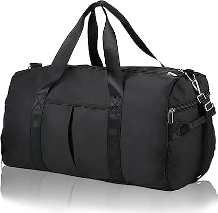 DAYGOS Gym Sports Duffle Bag for Men - Waterproof Travel Duffel Holdall Bag with Wet Pocket and Shoes Compartment, 40L Carry on Overnight Weekend for Women, Black