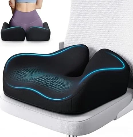 Benazcap Memory Foam Seat Cushions for Office Chair, Car Seat Cushion,Black | Ergonomic Office Chair Cushions & Wheelchair Cushions for Reducing Tailbone Pressure, Provides Great Comfort and Back Support