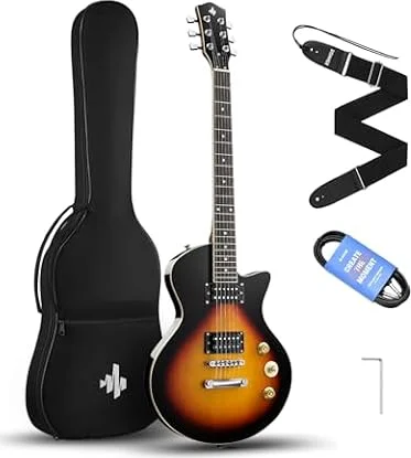 Donner DSC-128 Electric Guitar Beginner, 39'' Solid Body with Bag, Sunburst | DLP-Style, Full-size H-H Pickups for High-gain Rock, Teens & Adults