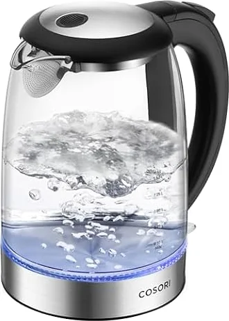 Cosori Glass Kettle, 3000W Fast Boil, BPA-Free Water Contact | Electric Kettles, Food-Grade Stainless Steel Filter, Auto Shut-Off & Boil-Dry Protection, Easy-Clean, For Tea & Hot Water