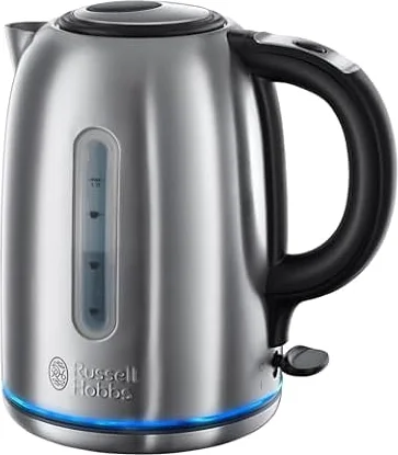 Russell Hobbs Brushed Stainless Steel Electric Kettle, 1.7L Cordless | Quiet and Fast Boil 3KW, Removable Washable Anti-Scale Filter, Push Button Lid, Perfect Pour Spout