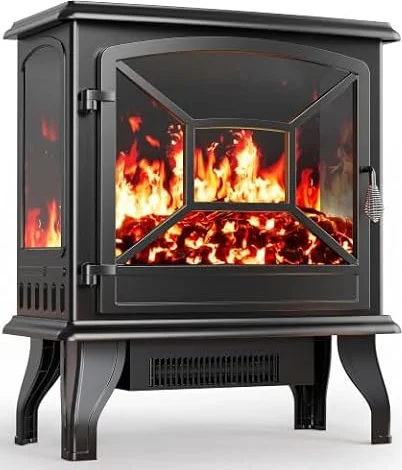 Silonn 24″/60cm Corner Electric Fireplace Heater, 4777 BTU Portable Heater, Smart App & Remote Control, Low Noise, 5 Brightness Levels, Temp & Timer for Living Room Bedroom