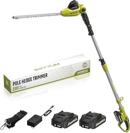 Cordless Pole Hedge Trimmer Long Reach with 2×2.0Ah Batteries | 50m Battery Hedge Trimmer,Max 2.7m/9ft Telescopic Extendable hedge trimmers for Bushes, Shoulder Strap&chargrer included