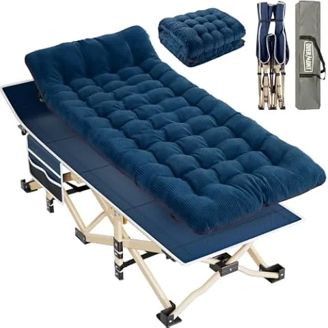 OVERMONT Oversized Folding Camping Bed for Adults,74 * 28" Extra Wide | 2400D Oxford fabric,550lbs Load Capacity,Heavy Duty Sleeping Beds with Carry Bag, Portable Travel Camp Beds