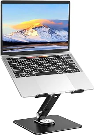 Auvo ALS06 Laptop Stand, Adjustable Computer Stand with 360° Rotating Base, Ergonomic Laptop Riser for Desk, Fits 11-15.6 inch Laptops