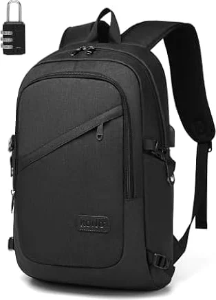Kono Laptop Backpack School Bag Anti Theft Rucksack for Men Black | USB Charging Port, 15.6 Inch Laptop Compartment, Security Lock, Water Resistant, Lightweight, for Commuting Work & Travel