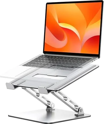 Babacom Ergonomic Laptop Stand for Desk, Dual-Bar Support&Height Adjustable | Laptop Riser Cookbook Holder, Ventilated Portable & Foldable Computer Stand, Compatible with MacBook, All 10"-16" Laptops