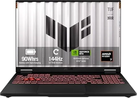 ASUS TUF Gaming A16 FA608UHI Gaming Laptop | 16.0" Full HD+ 144Hz | AMD Ryzen 7 260 | NVIDIA GeForce RTX 5050 | 16GB RAM | 512GB SSD | Windows 11