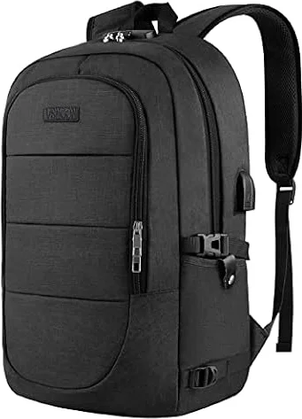 VSNOON Anti-Theft Laptop Backpack, 15.6-17.3 inch Business Laptop Bag | Laptop Rucksack with USB Charging Port & Lock, Water Resistant Travel Backpack Computer Bag for Women Men, Black
