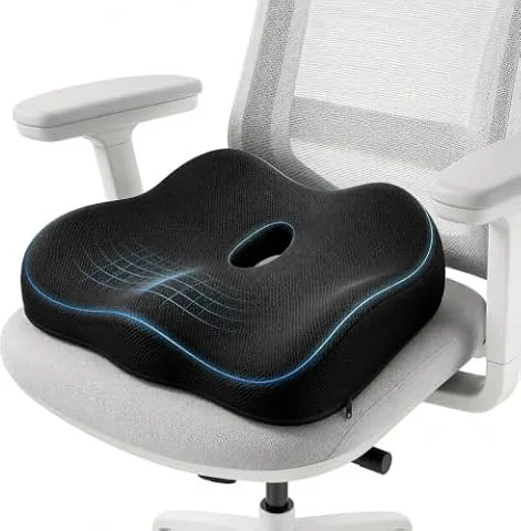 WABCEI Comfort Memory Foam Seat Cushions Reduce to Tailbone Pressure,Black | Seat Cushions for Tailbone Pain Relie,Sciatica Pressure Relief,Ergonomic Coccyx Cushion for Car,Home and Office,Non-Slip Base