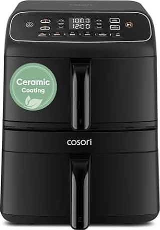 Cosori Double Stack Air Fryer 8.6L, Turbo Tower Compact, Less 39% Space | Top Heating, 2 DC Motors, Faster Cooking, Ceramic Coating, PFAS-Free, Perfect for Family Meals