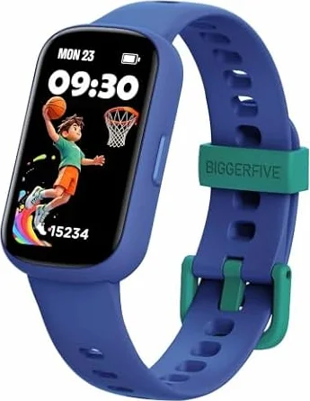 BIGGERFIVE Vigor Plus Kids Watch Fitness Smart Watch Boys, No Phone Needed | Step Counter, Heart Rate, Sleep Monitor, IP68 Waterproof, Pedometer, Vibrating Alarm, 10 Sport Modes for Boys Age 5-15 Blue