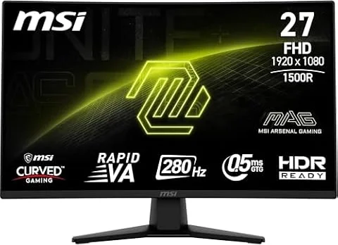 MSI MAG 274CXF | 27-Inch,FHD,1920x1080,1500R,Monitor, Rapid VA,280Hz,0.5ms,HDR HDMI™ 2.0b,DP 1.2a