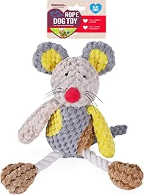 Rosewood Molly Mouse Dog Toy - Soft Squeaky Plush Toy for Small Dogs and Puppies - Cute Mouse Design for Cuddling and Play - Lightweight, Interactive Toy for Indoor Fun