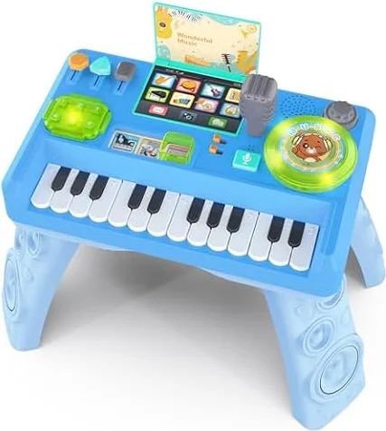 Baby DJ Table for Toddlers 1-3, Baby Musical Piano Toys 6-9-12-18 Months | Toddler Activity Learning DJ Mixing Table with Music & Light, Educational Baby Toys for 1 Year Old Boy Girl Birthday Gift