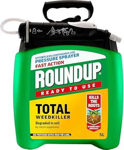Roundup Fast Action Weedkiller Pump 'N Go Spray, 5L | Results in days, Refillable pressure sprayer, Glyphosate
