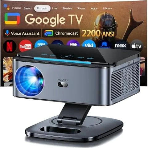 Google TV 4K Smart Projector, 2200 ANSI Native 1080 | 45000Lum, 2+32GB Storage,360° Rotation,Auto Focus WiFi 6, Voice Control, Portable for Home, Bedroom & Outdoor Garden Cinema