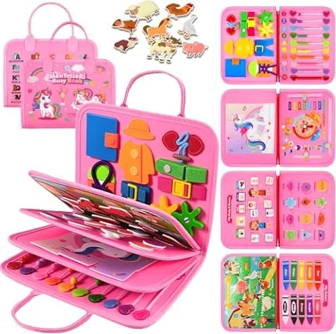 ZOOI Busy Book Busy Board Montessori Toys for 1 2 3 Year Old, Toddler Toys | Toys Gifts for 1 2 3 Year Old Girls Boys, Sensory Toys Birthday Gifts for Kids Stocking Fillers Christmas Stocking Stuffers