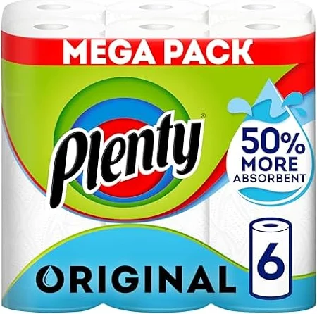Plenty Kitchen Roll, 6 Rolls, 2-Ply Tissue | Kitchen Towel, Kitchen Tissue