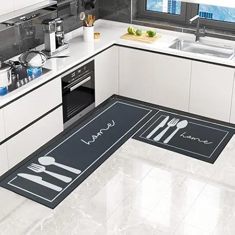LHHMZ 2 Pieces Kitchen Rug Non Slip Washable, Kitchen Floor Mat, Kitchen Mat Sets For Kitchen, Hallway, Dining Room and Entryway and Home Decoration, 40x60cm + 40x120cm