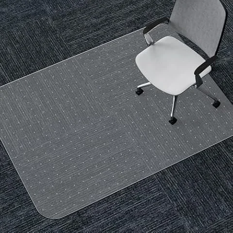WASJOYE Office Chair Mat Carpet 90x120 cm Carpet Protector Non-slip PVC, Home Office Chair Floor Protectors, 2.2mm Thick, Transparent for Home Computer Desk Rolling Chair