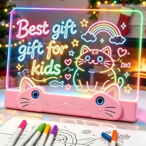 LED Drawing Board Girls Toys Gifts for 3 4 5 6 7 8 9 10 Year Old Girls/Boys | 16‌″‌ Glow Doodle Pad Rechargeable, 11 Light Modes, Non-Toxic Screen-Free Art Toy for kids, Birthday Christmas Gift children