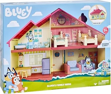 Bluey Heeler Family Home Playset, 4 Rooms, Figure & Furniture | Large playhouse with pull-down patio, furniture accessories & 1 collectable figure; Bluey toys for kids 3+