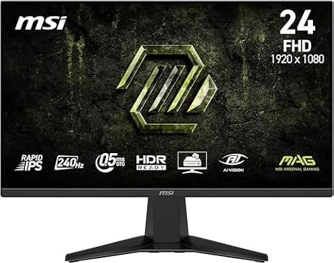 MSI MAG 245F X24 | 24-Inch Monitor, 1920x1080 FHD, Rapid IPS, 240Hz, 0.5ms, HDR HDMI 2.0b, DP 1.2a